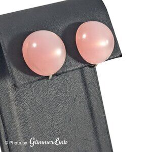 Vintage Pink Moonglow Lucite Dome 3/4" Round Screw Back Earrings
